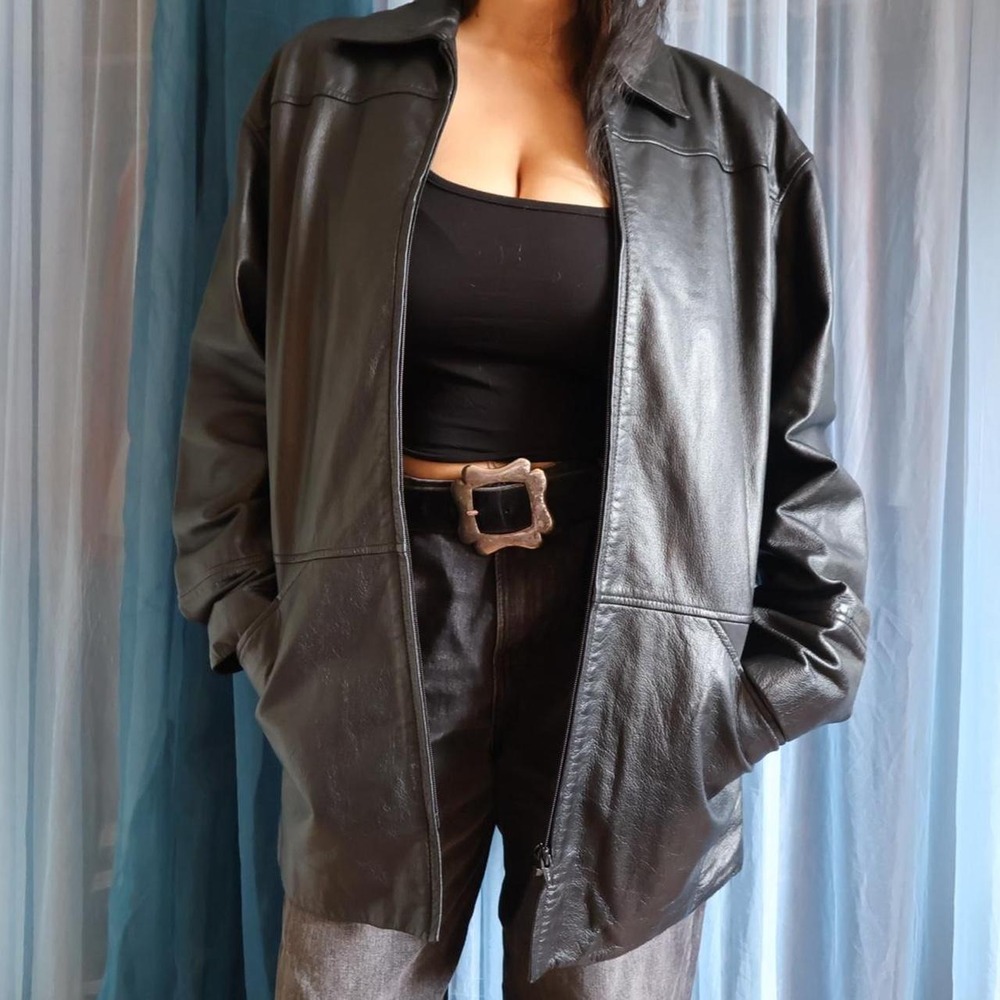 Classic DANIER Black Leather Trench